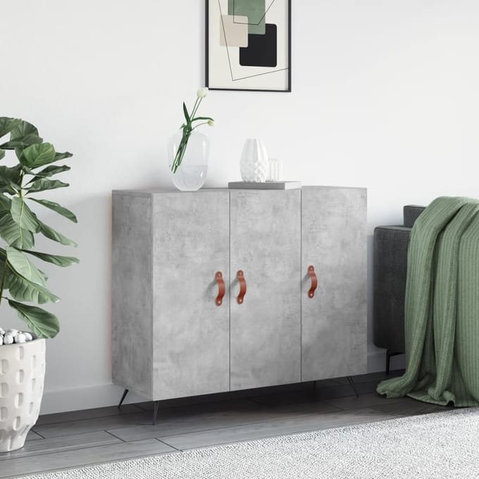 vidaXL - Dressoir - 90x34x80 - cm - bewerkt - hout - betongrijs