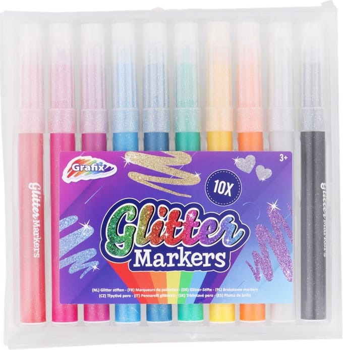 Grafix Glitter stiften - Glitter Markers - 10 stuks