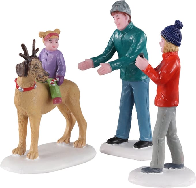 Lemax - Rover Plays Rudloph- Set Of 3 - Kersthuisjes & Kerstdorpen