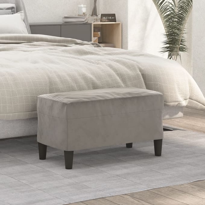 vidaXL - Bankje - 70x35x41 - cm - fluweel - lichtgrijs