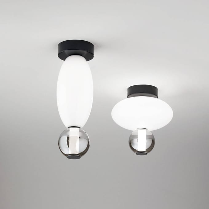 Ideal Lux LED plafondlamp Lumiere-1, opaal/grijs glas, zwart