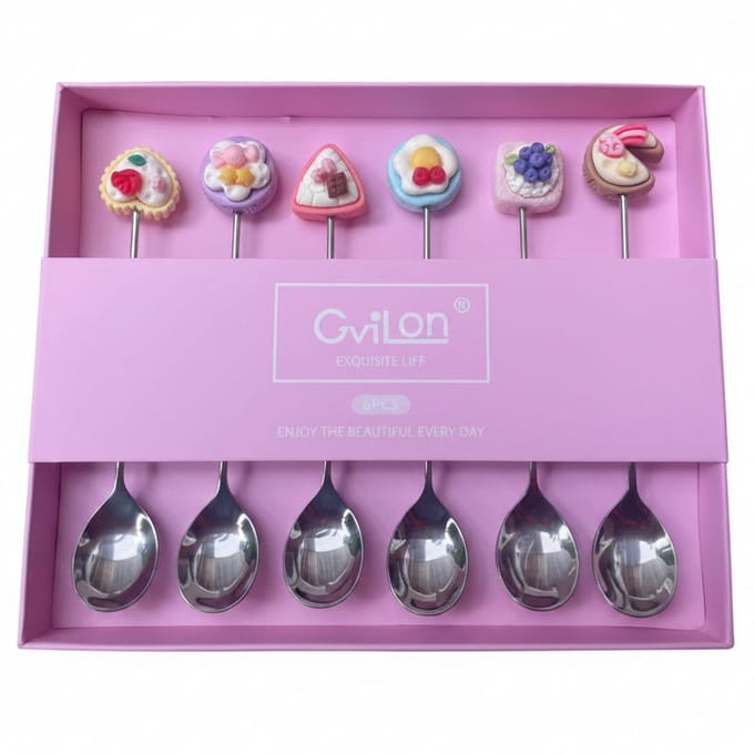 Gvilon Theelepels set-van-6 Taart RVS