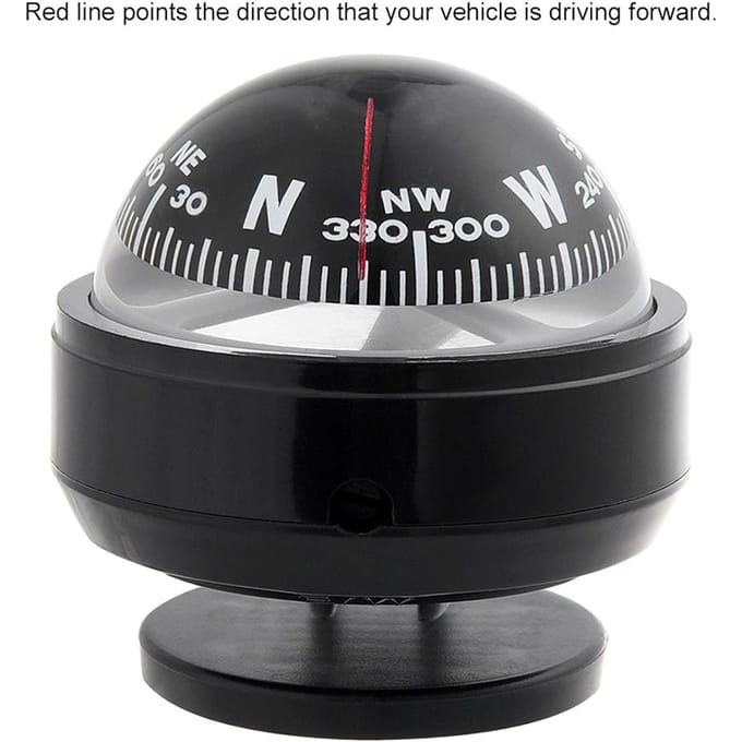 Auto Dashboard Mount Navigatie Kompas Bal Plastic Richtingaanwijzer Camping Wandelen zwart