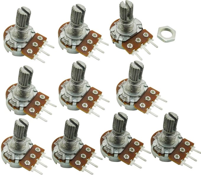 10 Stuks 10K Ohm Linear Potentiometer met Knurled Shaft en Top Adjustering