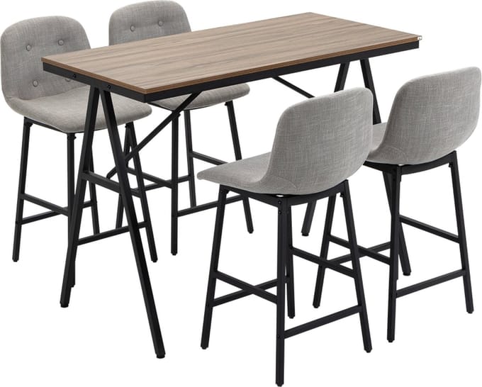 Bartafel met barstoelen - Barkrukken - Industrieel - 120 cm x 60 cm x 91 cm
