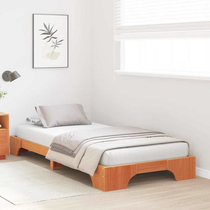 vidaXL - Bedframe - Wasbruin - 80 - x - 200 - cm - Massief - grenenhout