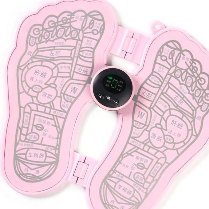 Masseur de Pieds Pliable Intelligence Automatique 6 Modes 9 Vitesses EMS Coussin Masseur de Pieds Électrique Rose rose