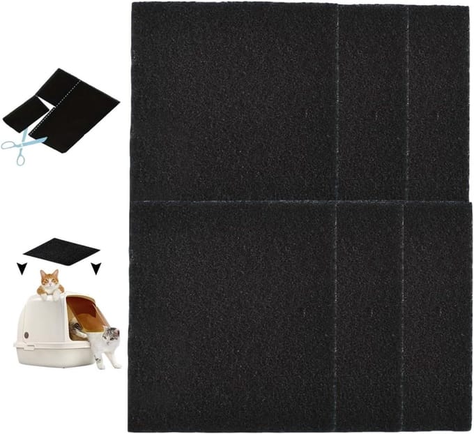 Dailygoods- Koolfilter 6 Stuks - Actieve Koolfilters - Vervangende Koolfilter - Geurfilter - 10,5 x 11,5 x 0,5 cm - Polyester