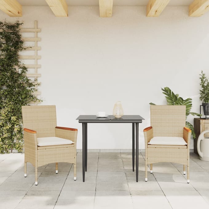 vidaXL - Tuinstoelen - 2 - st - met - kussens - poly - rattan - beige