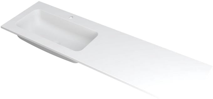 INK Faktor Wastafel Polystone Links met 1 Kraangat - 1600x450x15 mm - Mat Wit