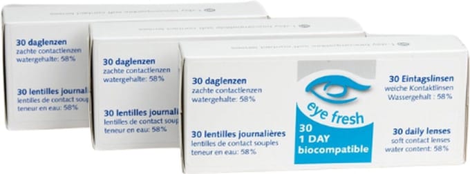 Eye Fresh Zachte Daglenzen - 90 stuks - Sterkte -7.00 - Hioxifilcon A - 58% water - Langdurig draagcomfort