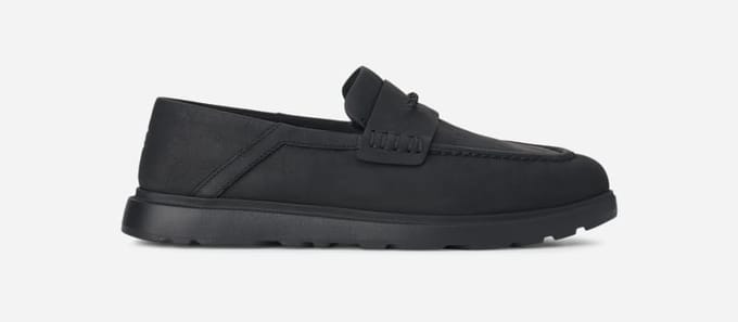 UGG® Shep Penny Loafer in Black, Size 7, Leather/Wool