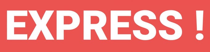 Express! sticker op rol, oranje wit 200 x 50 mm