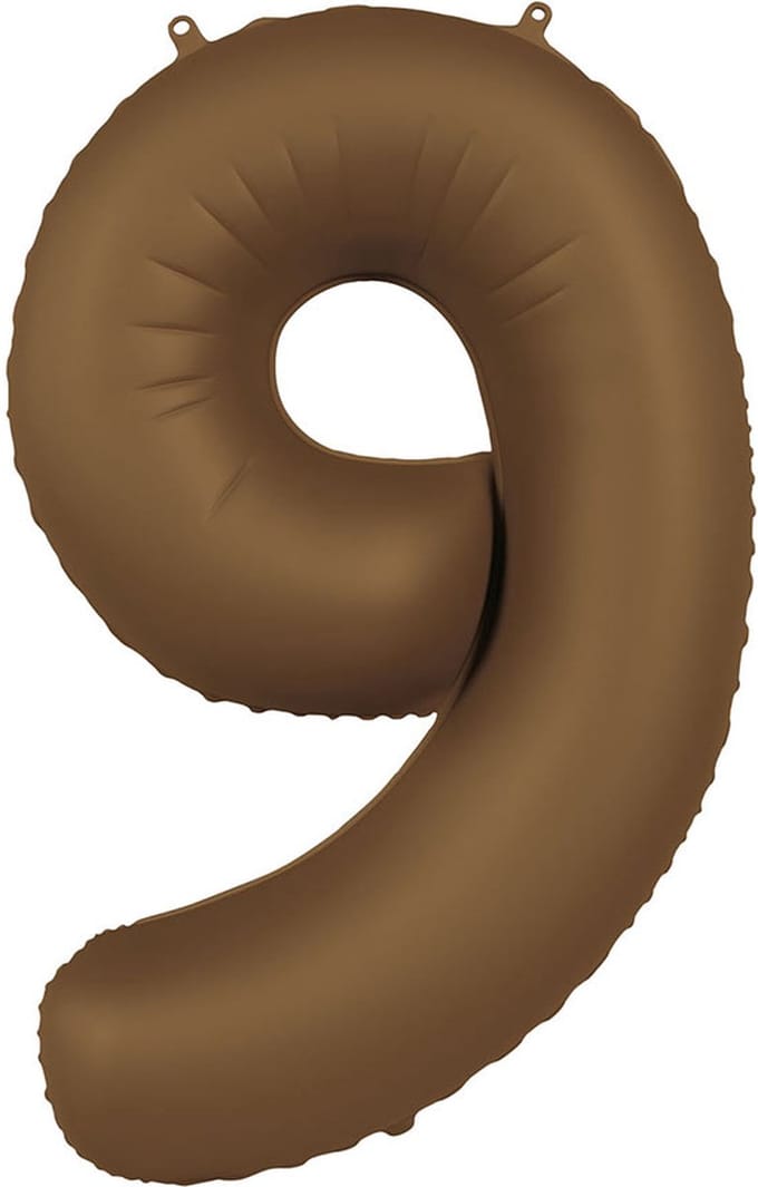 Folieballon Cijfer 9 - Chocolate Brown - Ultra Matt - 86 cm