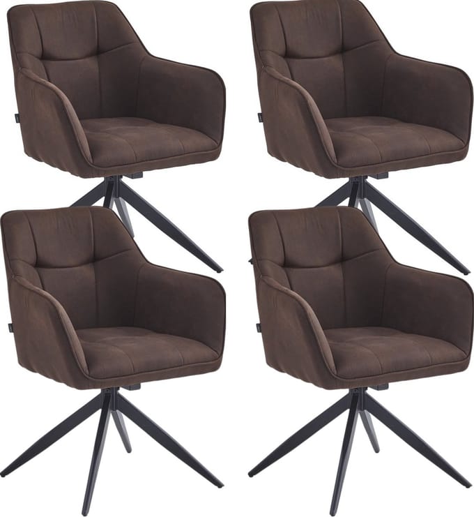 Colenis® - Lungo Eetkamerstoel - Set Van 4 - Bruin - Microfiber Stof - Microvezel - Industrieel - 180°