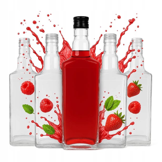 Bimberek - Glazen Whiskyfles - 500ml - Set van 5 - Inclusief Dop