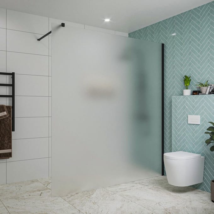 FugaFlow Eccelente Vetro inloopdouche badkamer - 180x200cm - mat glas - wandarm - mat zwart