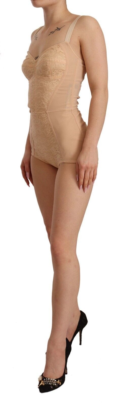 Dolce & Gabbana Dames Beige Nylon Bloem Lace Bodysuit