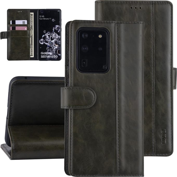 DonkerGroen hoesje Samsung Galaxy S20 Ultra - Book Case - PU leather