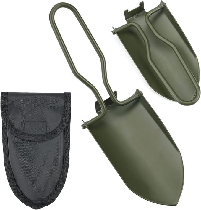 Vouwbare Tuinschep van RVS met Heuptas - Compacte Handschep voor Camping, Tuinieren en Overleven