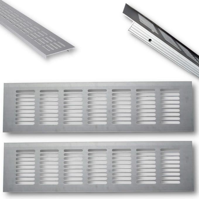 Set van 2x Ventilatie Rooster Aluminium 50x8 cm - Deurventilatie met Insectenhor