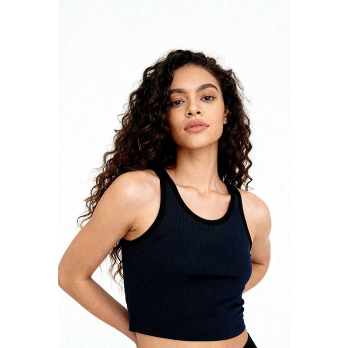 Geribbelde Mouwloze Crop Top