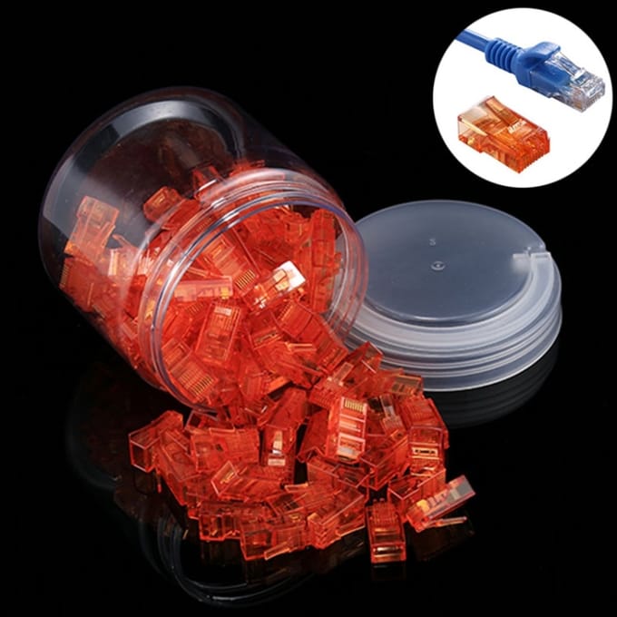 100 stuks Anpwoo Amp01 RJ45-connector modulaire stekker (oranje)