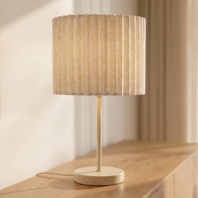 Lindby - Tafellamp - 1licht - Linnen, ijzer - H: 45 cm - E27 - crème
