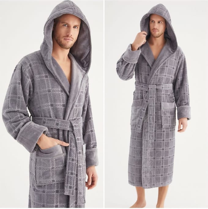 Heren Katoen Badjas Kevin / Grijs / maat XXL