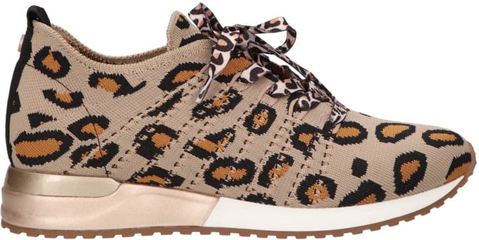 La Strada Sneaker Beige Leopard Knitted - Damesschoenen - Maat - 37
