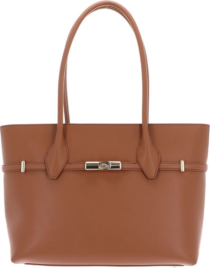 FURLA Leren Shopper Goccia Tote Bag Brandy Lichtbruin
