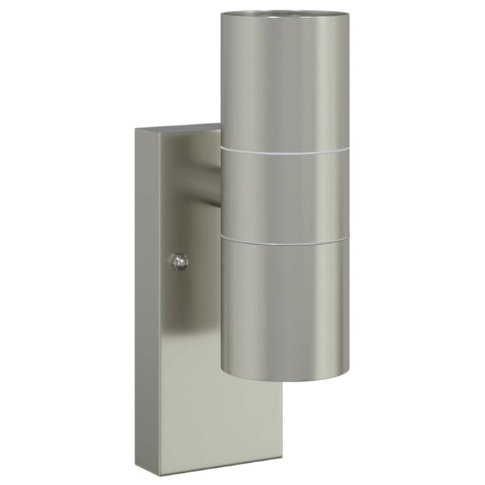 vidaXL Buiten Wandlamp Zilver 7 x 10 x 22 cm RVS en Glas
