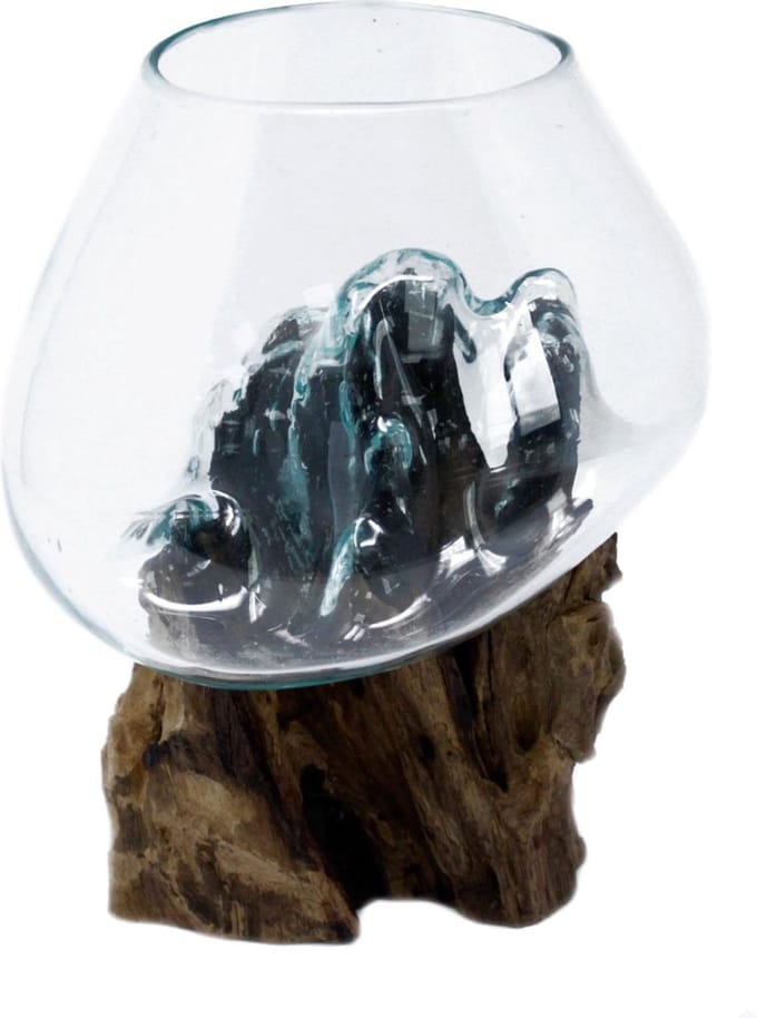 Gesmolten glas op hout - grote kom