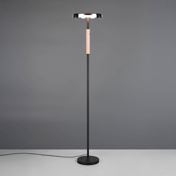 Trio Lighting LED vloerlamp Celeste chroom/hout 160 cm glas/metaal Touchdim