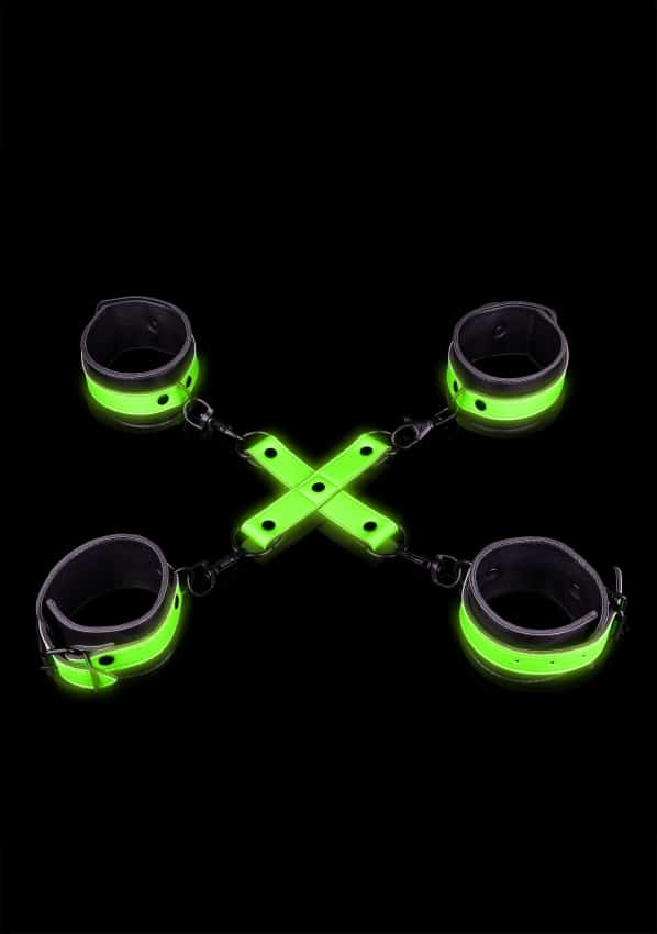 Shots - Ouch! Hand- en Enkelboeien met Hogtie neon green/black