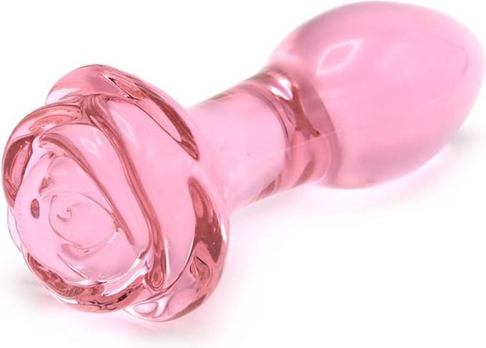 Kiotos Glass - Glazen Buttplug Met Roos - Roze
