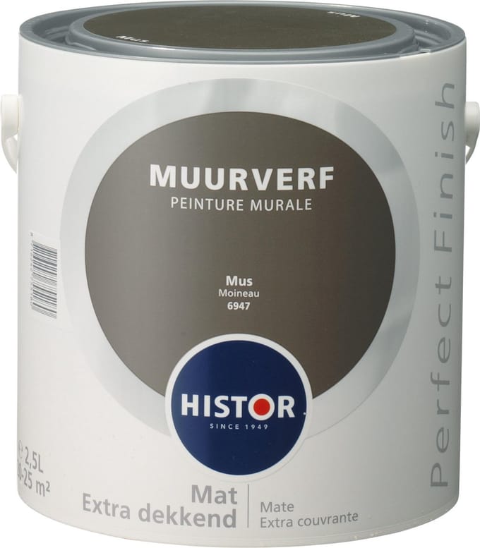 Histor Perfect Finish Muurverf Mat - 2,5 Liter - Mus