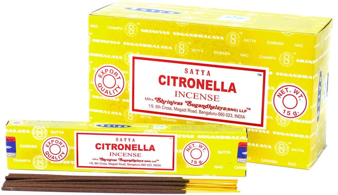 Satya - citronella - wierook - wierookstokjes - doos 12 pakjes van 15 gram
