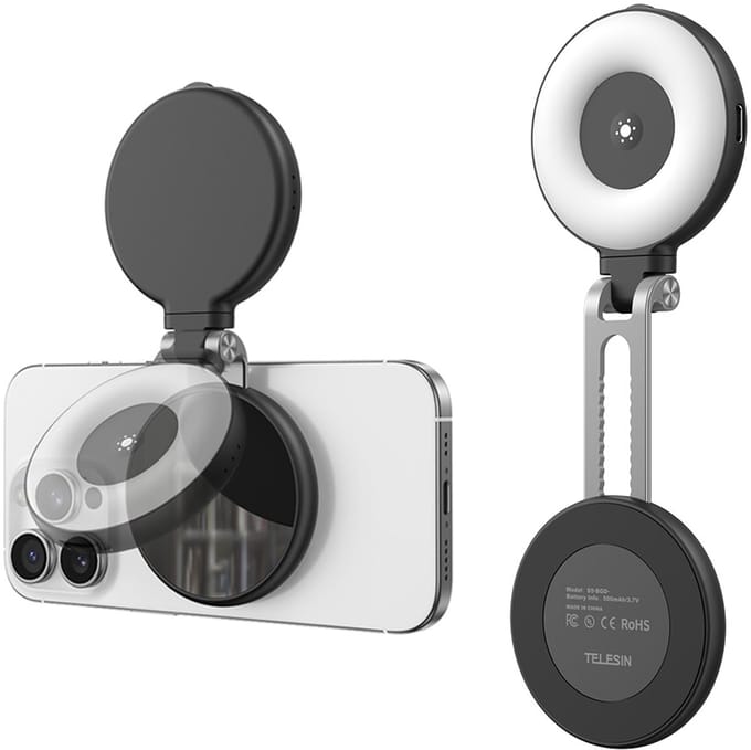 Telesin C03 MagSafe Selfie Light met spiegel – Zwart
