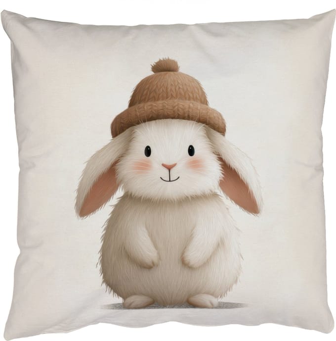 Sierkussens - Kussentjes Woonkamer - 60x60 cm - Konijn - Muts - Oren - Beige
