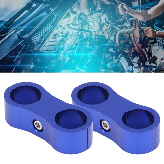 2 stuks AN6 gevlochten slangscheider klem fitting adapter beugel universeel blauw blue