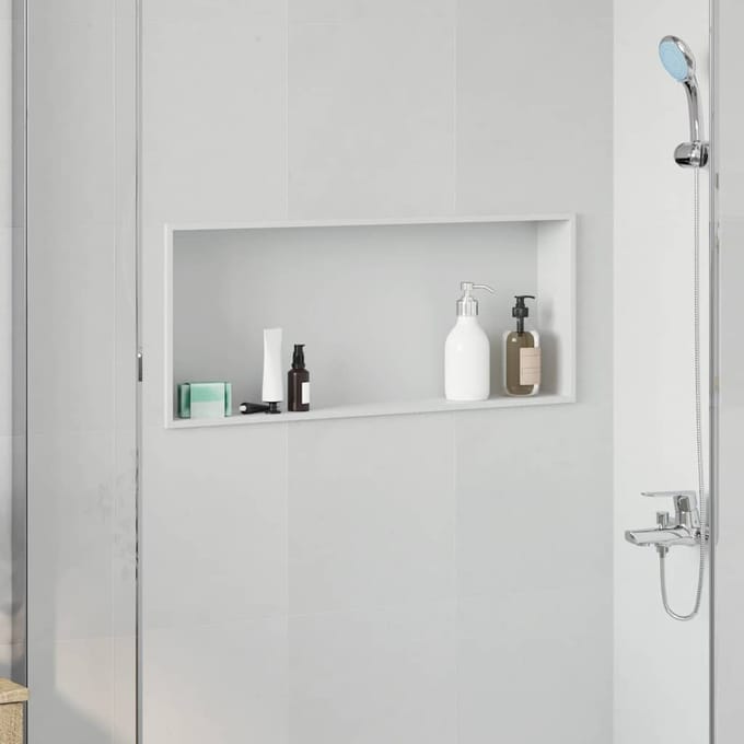vidaXL - Douche - Niche - Wit - 75 - x - 30 - x - 9,5 - cm - Roestvrij - staal