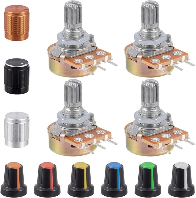 Draaipotentiometer WH148 - Variabele weerstand - Elektronische projecten - Lineaire kegel - 1K Ohm - Gemengde knoppen