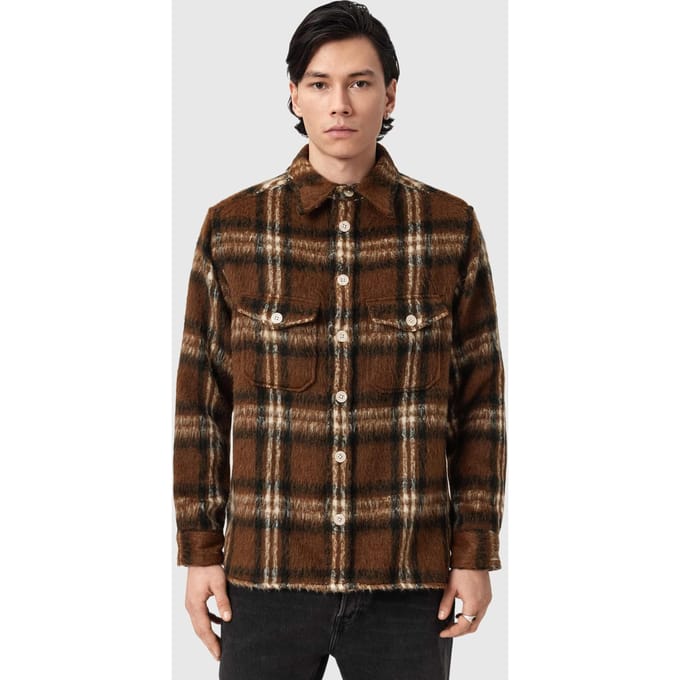 AllSaints Royodo Ls Shirt Brown Größe: S | Casual hemden Outlet | Herren | Braun