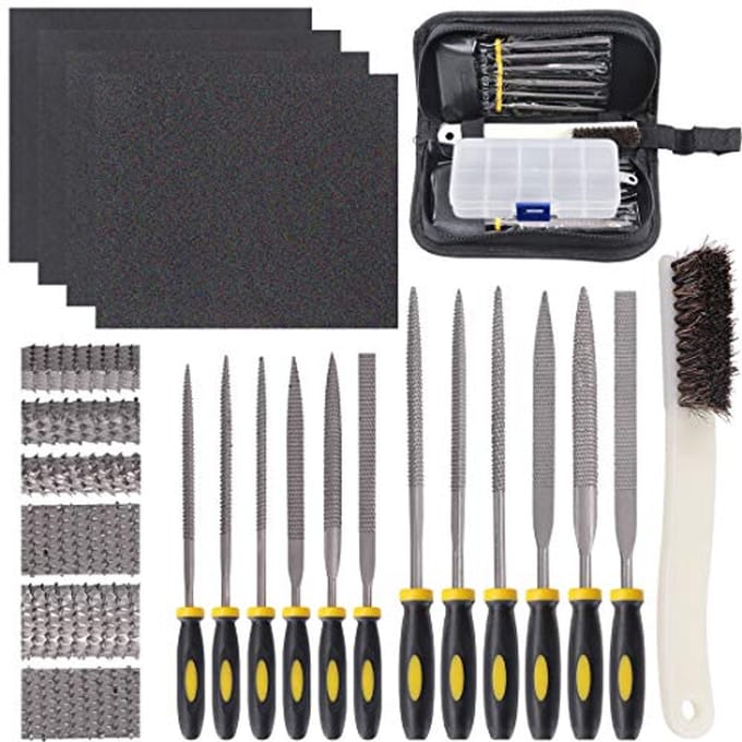 Mini Hout Rasp Set - 12 Stuks met Borstel en Opbergdoos
