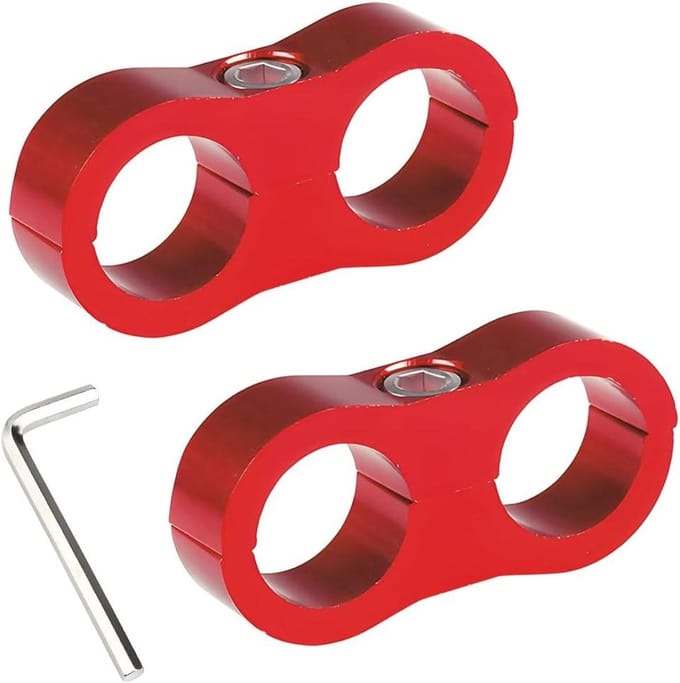 Aluminium Afstandhouders - Slangklem Adapter - 14mm - Olieslang Remleiding Waterleiding - Rood