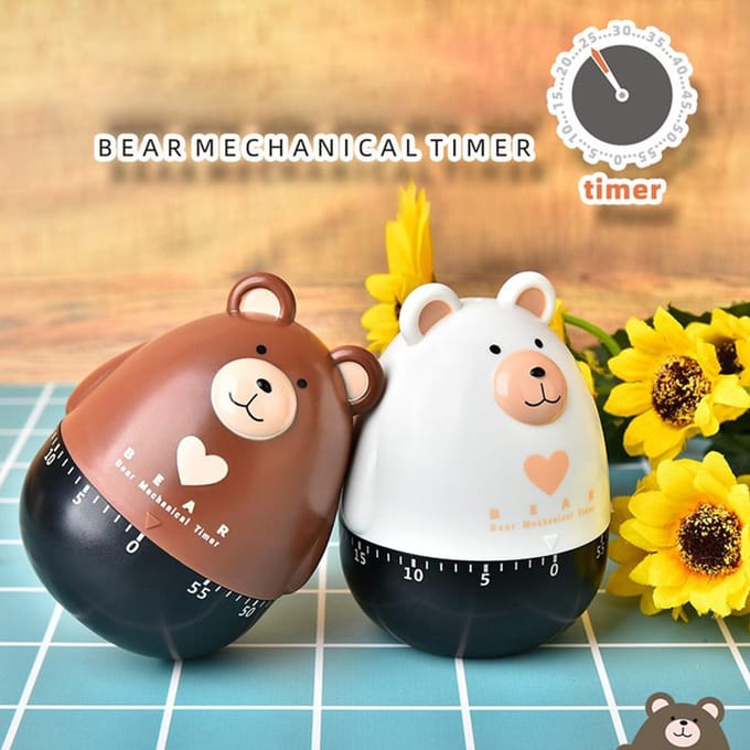 Bear Kitchen Timer Mechanical Kitchen Timer Clock Multipurpose Lovely Kitchen Cooking Tools marron