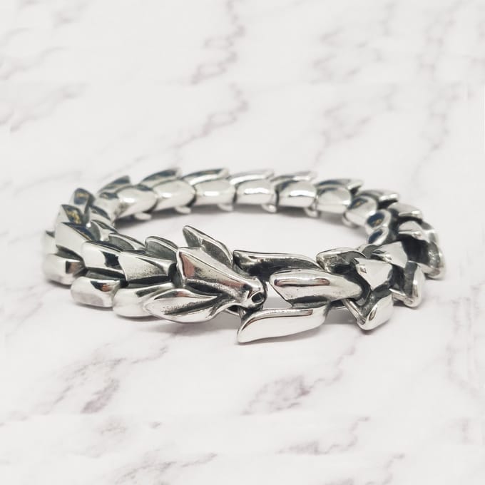 Mei's - Viking Dragon Bones - armband heren - draak - RVS zilver