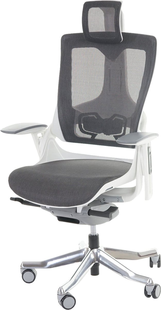 Bureaustoel MERRYFAIR Wau 2, bureaustoel draaistoel, bekleed/mesh, ergonomisch ~ zwart-grijs