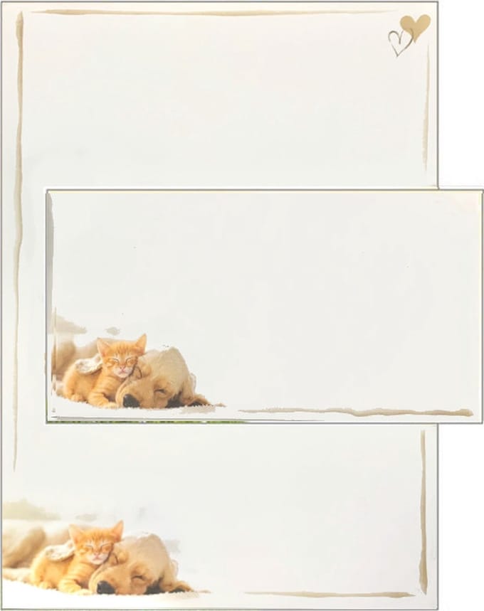Briefpapier A4 Hond 12 stuks inclusief 6 enveloppen